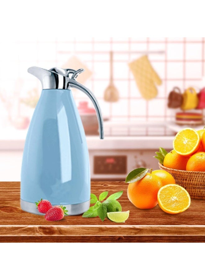 68 Oz Stainless Steel Coffee Thermal Carafe/Double Walled Vacuum Thermos Insulated / 24 Hour Heat Retention / 2 Liters (Blue) - Image 3